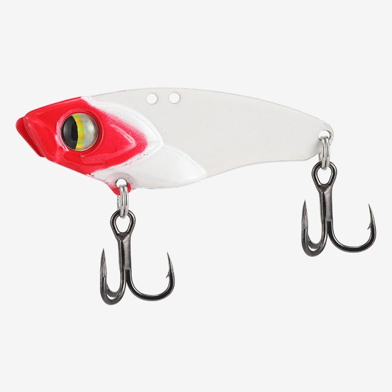Jigger Double Sided - メタルVIBフィッシングルアー ハードバイブレーションブレードベイト 3Dリアルな魚目 ダブルトレブルフック シンキング人工ジグルアー
