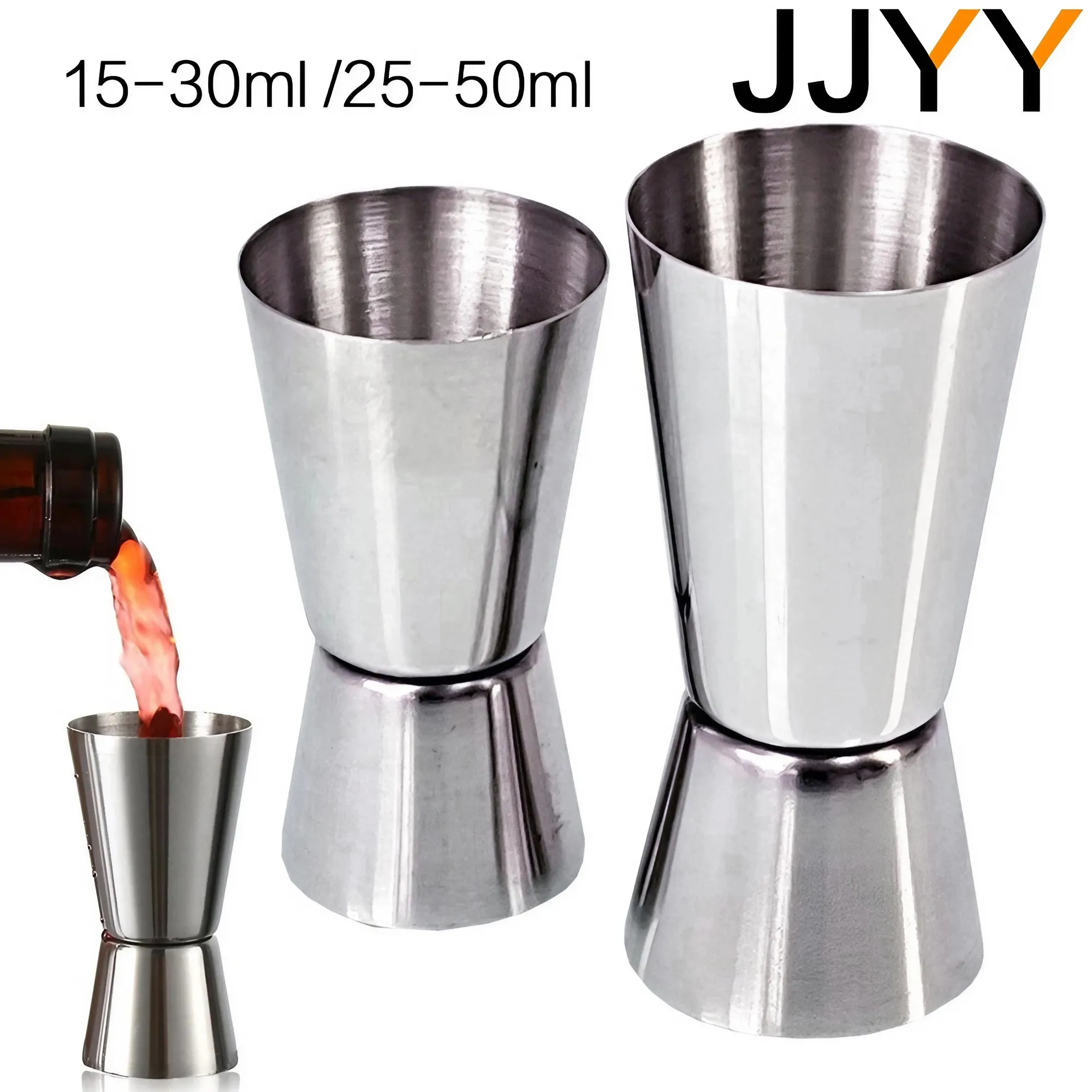 Jigger Double Sided - JJYY ステンレス Steel15-30 ミリリットル 25-50 ミリリットルバーパーティーワインカクテルシェーカーデュアルショットジガー液体ドリンク