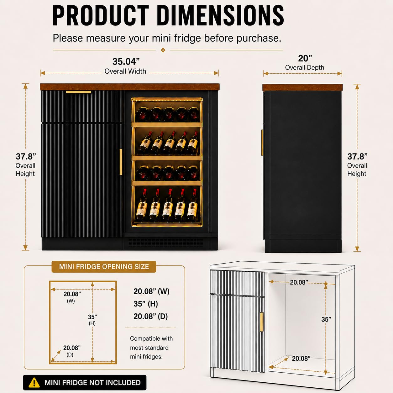 冷蔵庫スペースと電源コンセント付きのコーヒーバーキャビネット - Home Bar And Fridge のレビューと価格