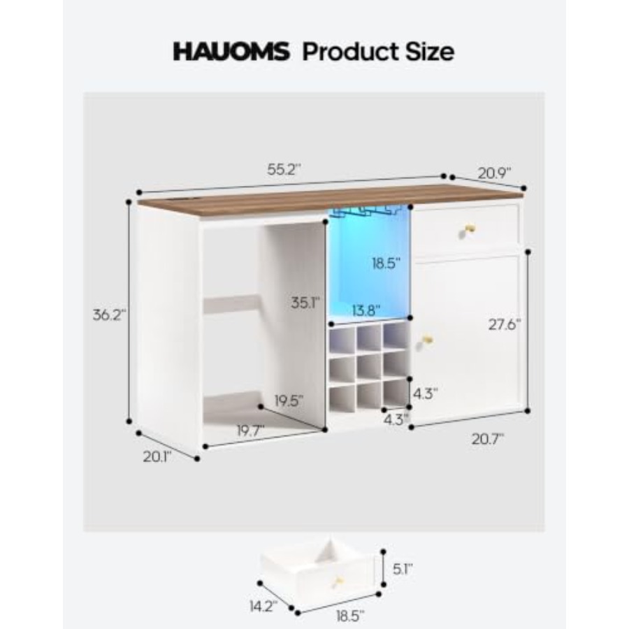 冷蔵スペース付きコーヒーバーキャビネット、55.2インチホー - Home Bar And Fridge のレビューと価格