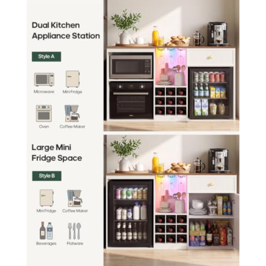 冷蔵スペース付きコーヒーバーキャビネット、55.2インチホー - Home Bar And Fridge のレビューと価格