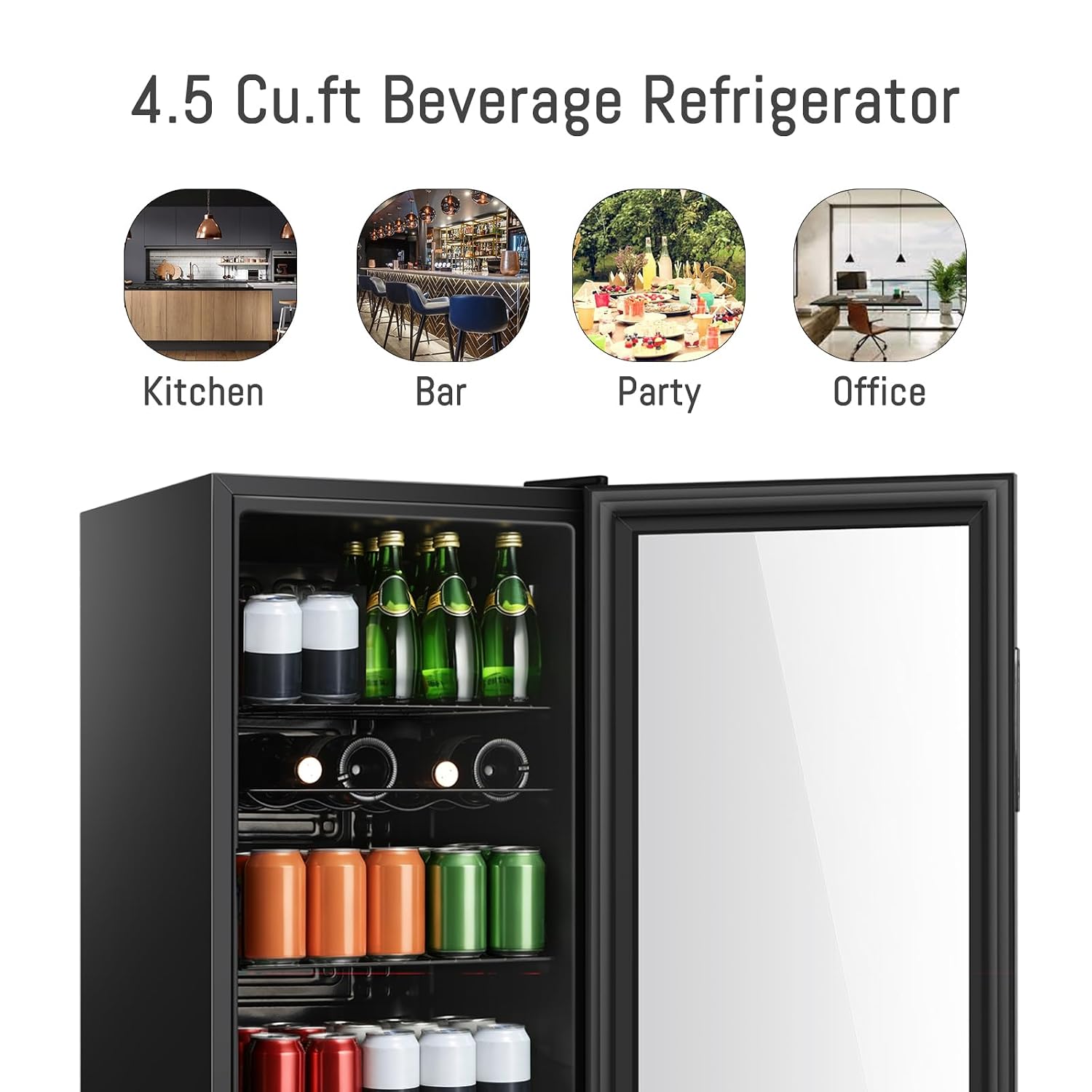 4.5立方フィートの飲料用冷蔵庫、ガラス扉付きミニ冷蔵庫（ビ - Home Bar And Fridge のレビューと価格