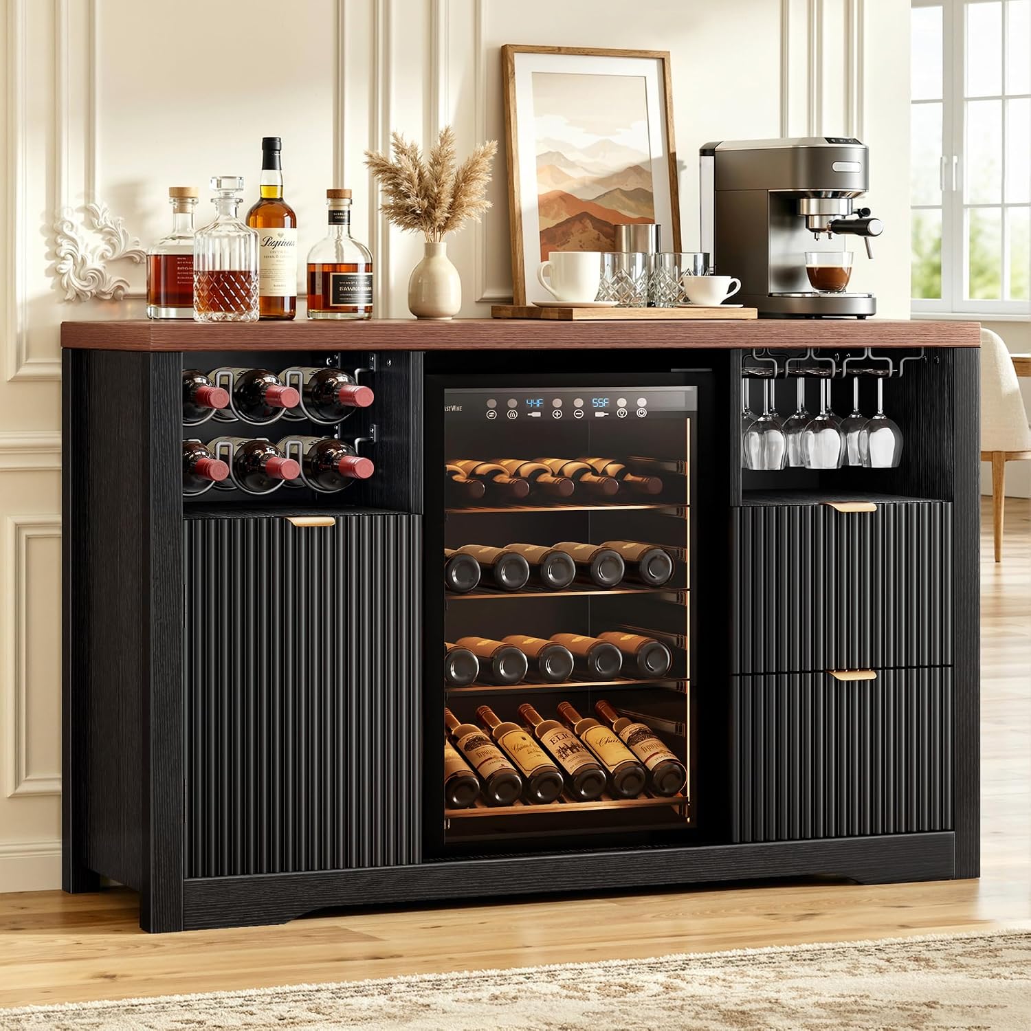 ミニ冷蔵庫スペース付きコーヒーバーキャビネット、収納付き53 - Home Bar And Fridge のレビューと価格