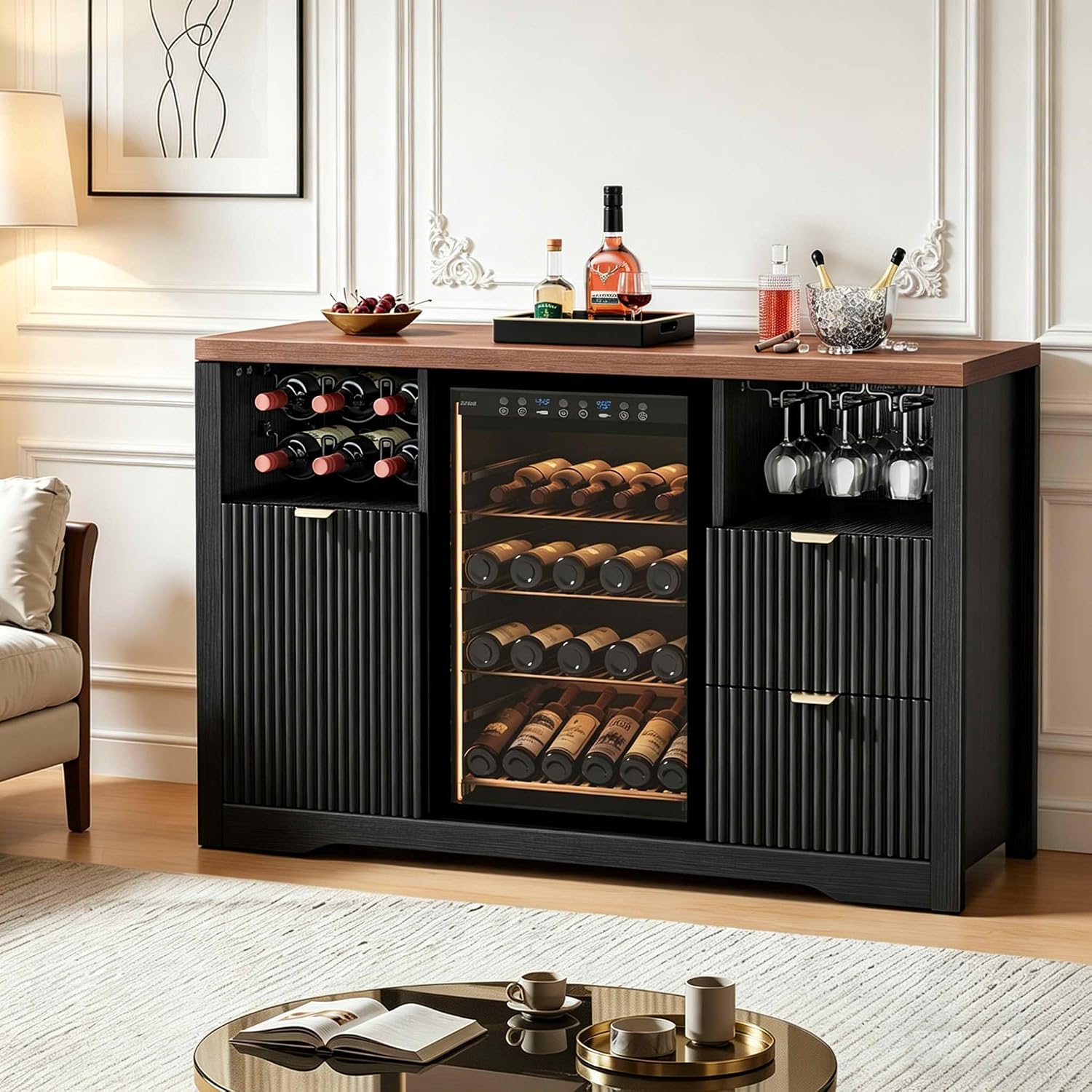 ミニ冷蔵庫スペース付きコーヒーバーキャビネット、収納付き53 - Home Bar And Fridge のレビューと価格
