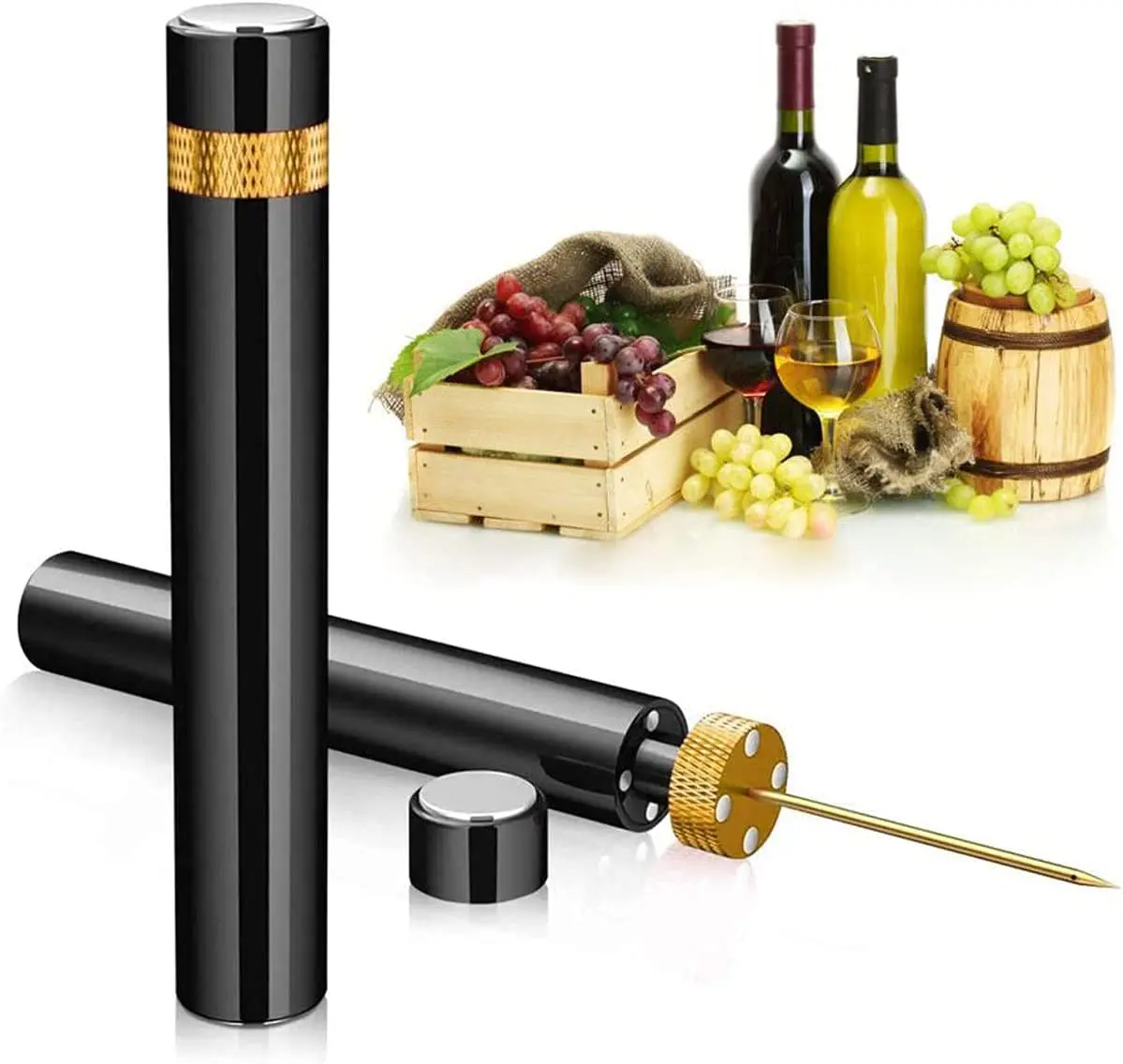 エアポンプ式ワインボトルオープナー 赤ワインコルクスクリュー - Wine Preservation Pump のレビューと価格